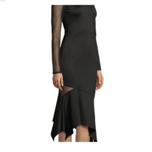 MWT Alice + Olivia Kaine Mesh Inset Asymmetrical Hem Dress Size 4 - Picture 2 of 15